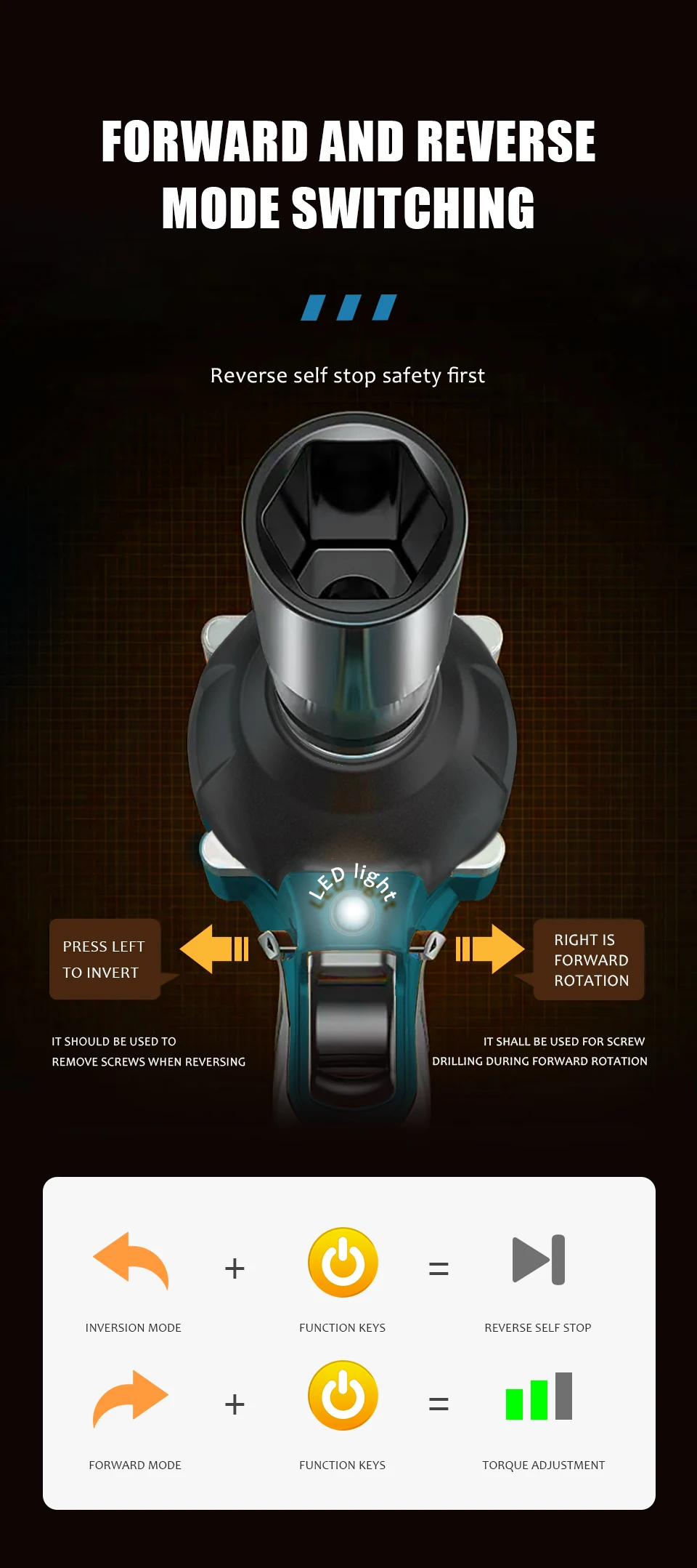 Kamolee 1800 N.M 1/2 High Torque DTW700 Bürstenloser kabelloser elektrischer Schlagschrauber im Lithium-Ionen-Akku für 18-V-Akku von Makita – Detail 10