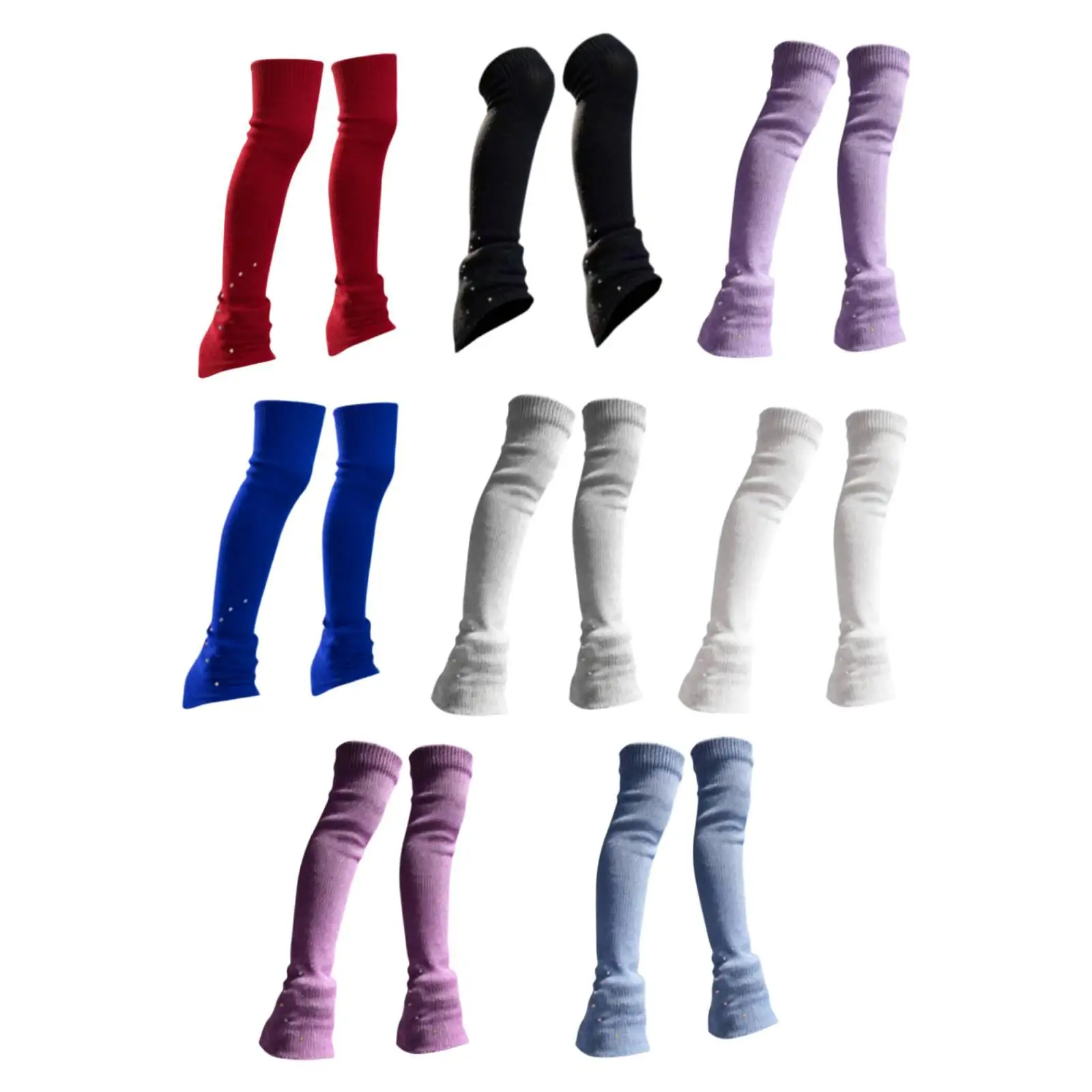 Knitted Figure Skating Socks over Knee Warm Boot Covers Footless Socks for Training Ice Dance Performance