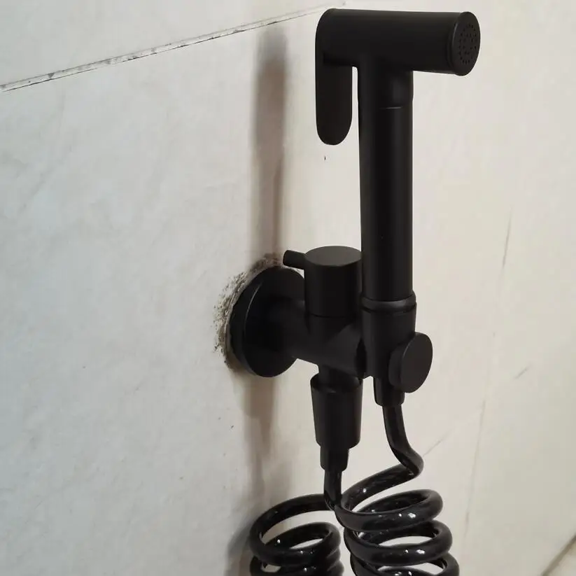 

Ручной бидетный распылитель-лейка для унитаза (шаттаф) в античном стиле: матовое золото или серый металлик, с функцией струйного распыления и клапаном для душа