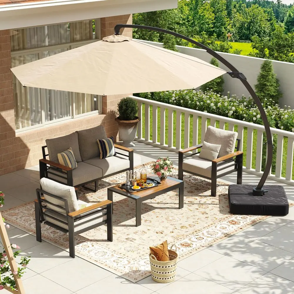 

Aluminum Patio Furniture Set 3 Seats, Oversized Outdoor Sectional for Porch, Balcony, Deck