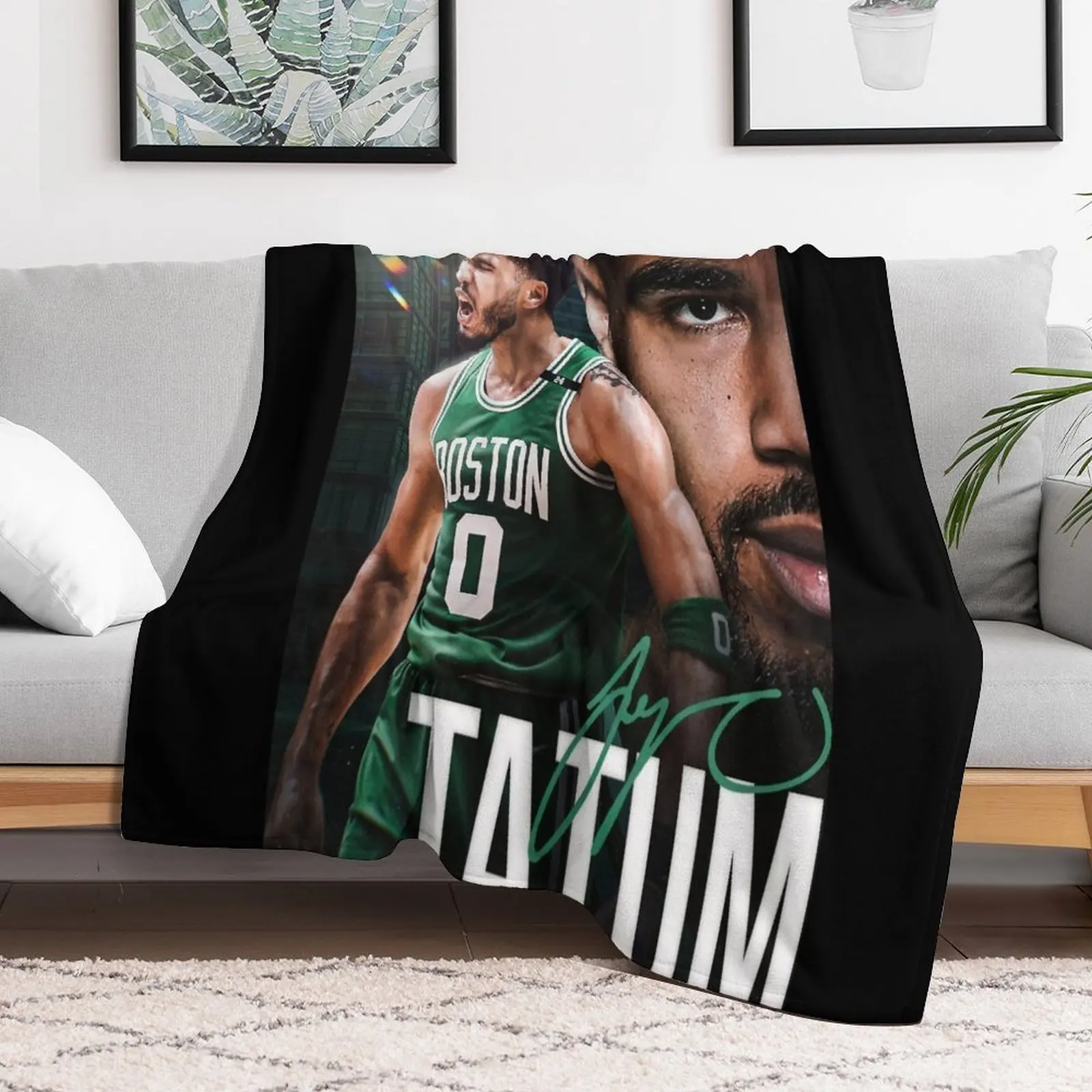 

Jayson Tatum 0 GOAT Throw Blanket Furry funny gift Large Multi-Purpose Blankets