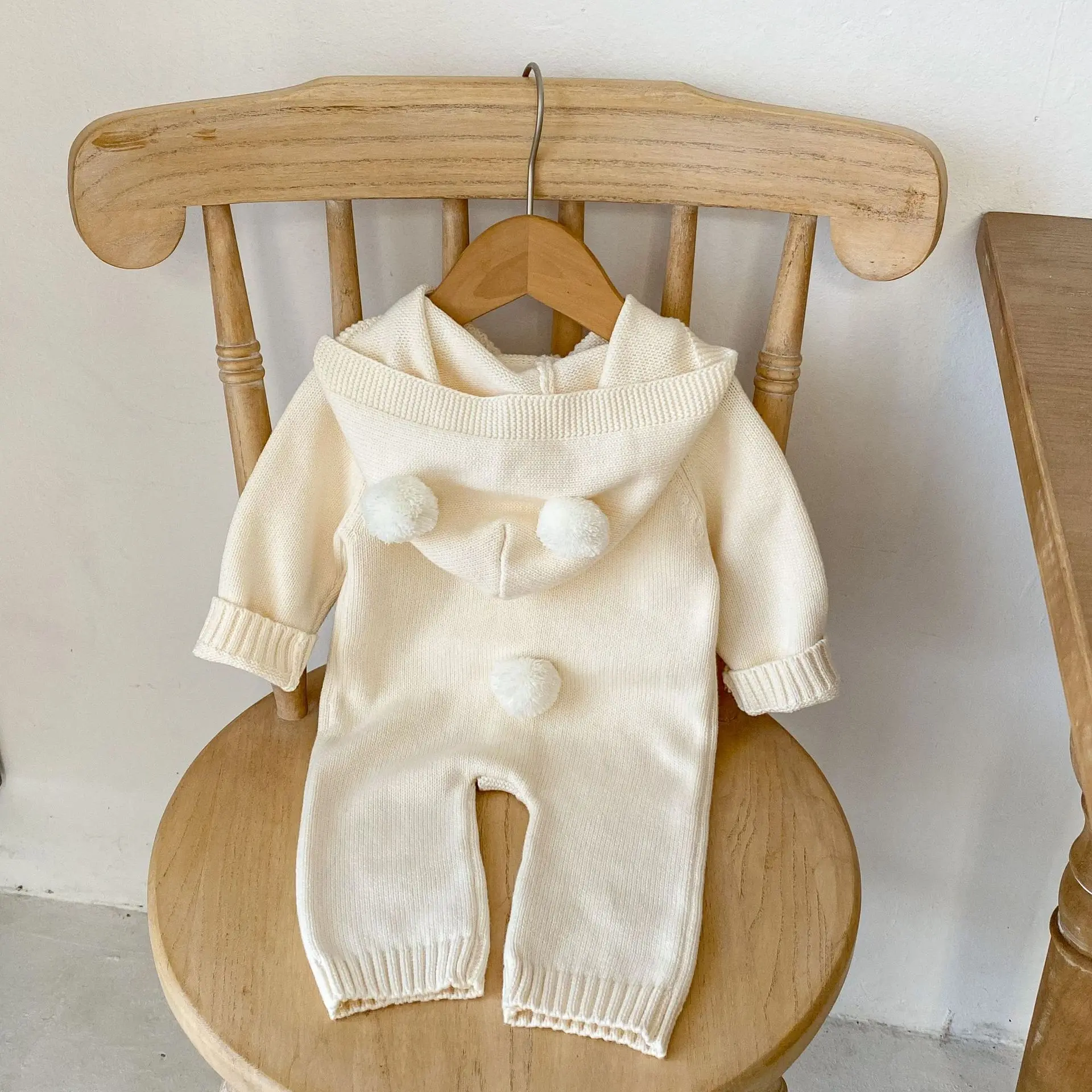 0-3T Winter Baby Romper Knit Warm Hooded Clothes Newbron Kid Baby Boy Girl Clothes Thick Sweater Romper Jumpsuit