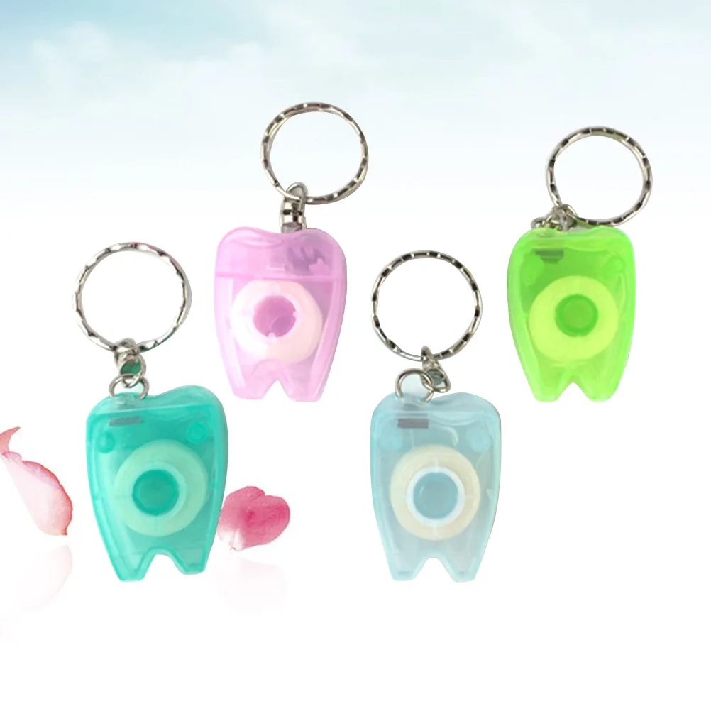 

4pcs 15M Dental Floss Keychain Portable Floss Picks For Teeth Cleaning Oral Care Ultra Thin Wire Smooth Plaque Removal Tool