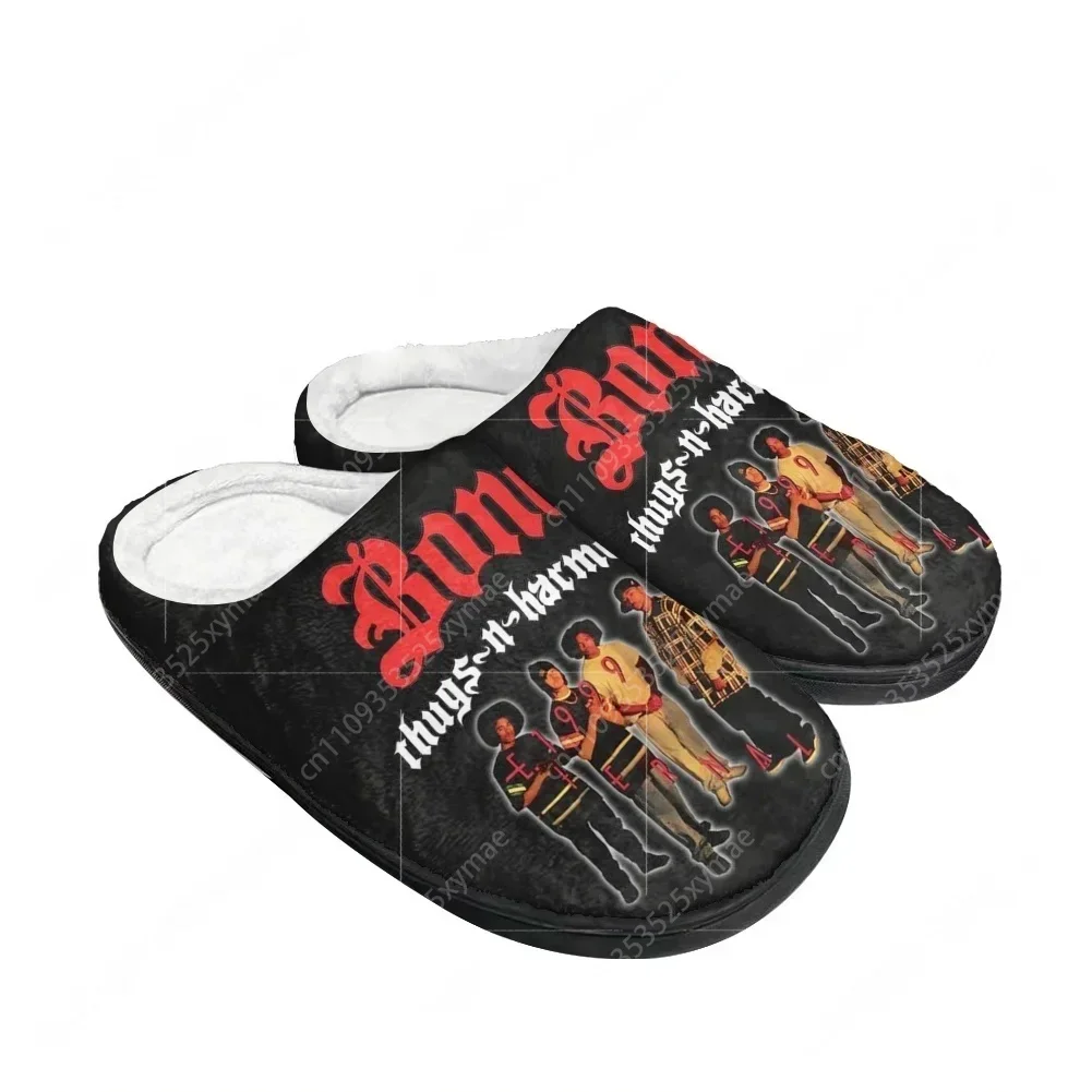 

Bone Band Thugs Music N Rap Harmony Home Cotton Slippers Mens Womens Teenager Plush Bedroom Keep Warm Shoes Custom Made Slipper