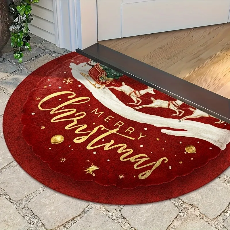 Classic Christmas Half Round Doormat Jesus Nativity Semicircle Carpet For Living Room Bedroom Front Door Welcome Mat Large