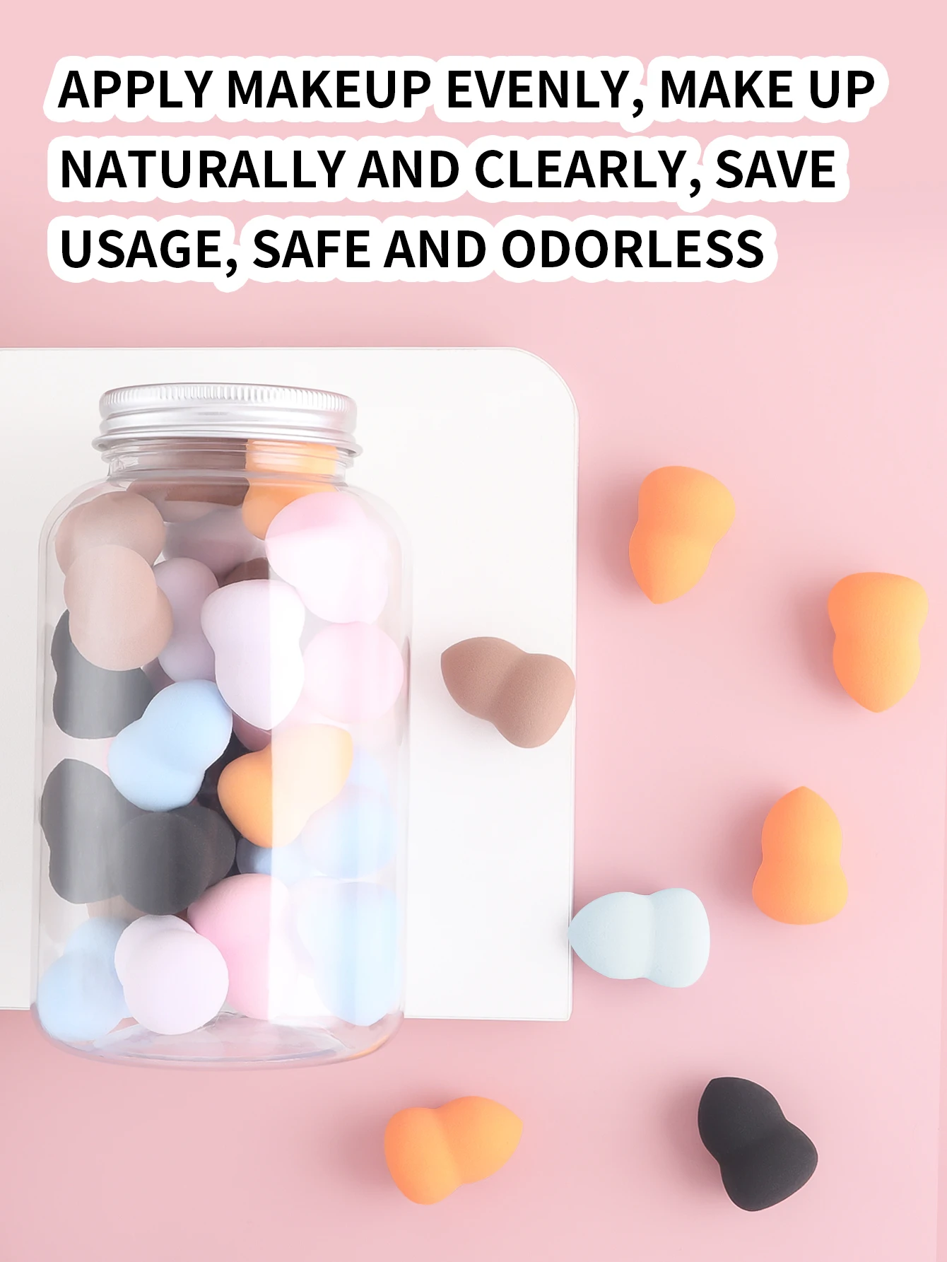 36 mini ovos de beleza engarrafados com várias formas e cores para escolher entre Mini Blender de forma de gota de água portátil reutilizável Esponja Fundação cosmética de beleza Esponja cosmética Blender de maquiagem