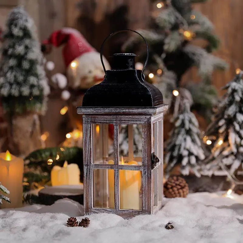 for American Retro Portable Lantern Horse Lamp Windproof Wrought Iron Wind Lamp Scented Candle Holder Ghee Lamp Home Ornament