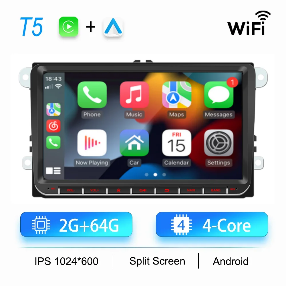 2Din Autoradio Android voor Volkswagen Golf 5 6 Polo Passat B6 B7 CC Skoda Jetta Universele Multimedia Carplay Wifi GPS Navigatie