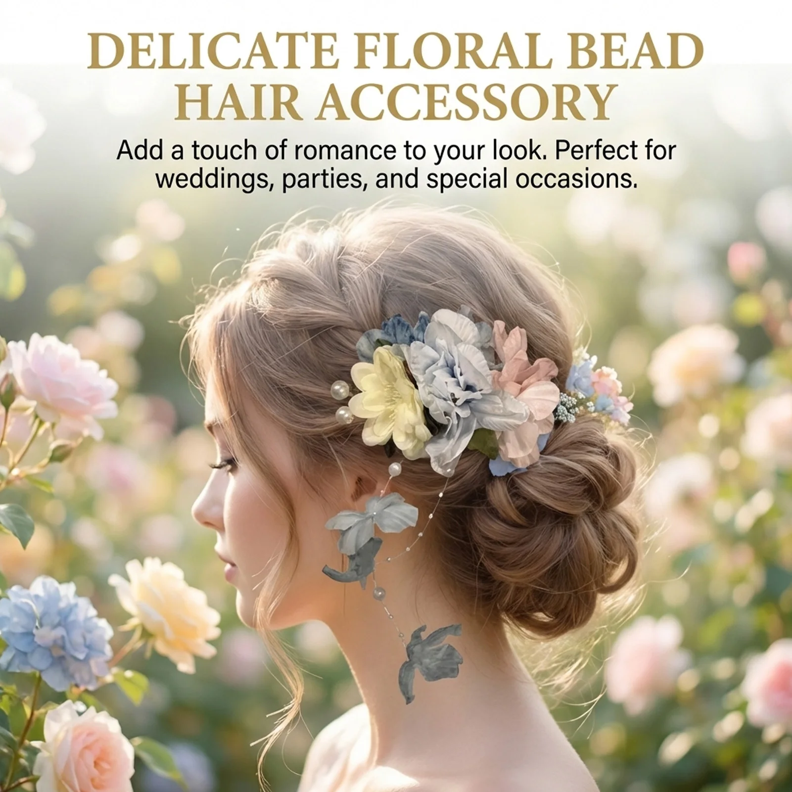 Künstliche Blumen-Haarspange mit bunten Quasten und Perlen – Frühlings-Foto-Requisite für Damen und Mädchen im Alltagsstil – Detail 7