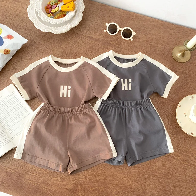 MILANCEL Summer Baby Clothes Set  Letter Print Boys Clothing Suit Brief Tee and Shorts Suit