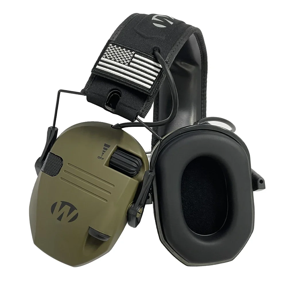 NRR 23dB Shooting Ear Protection with US Flag Electronic Earmuffs for Shooting/Hunting Noise Reduction Headphones