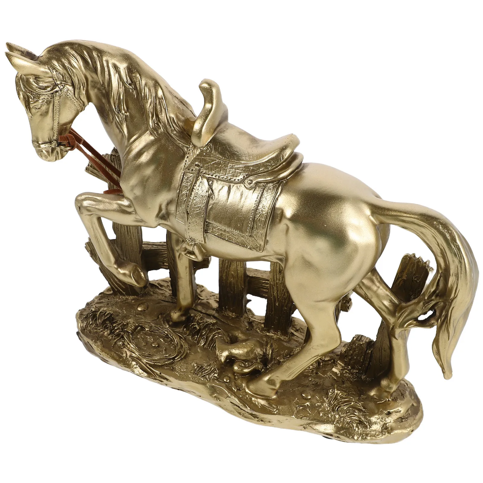 

Gold Resin Standing Horse Sculpture Luxurious Statue Home Display Tabletop Ornament Decorative Animal Sculpture