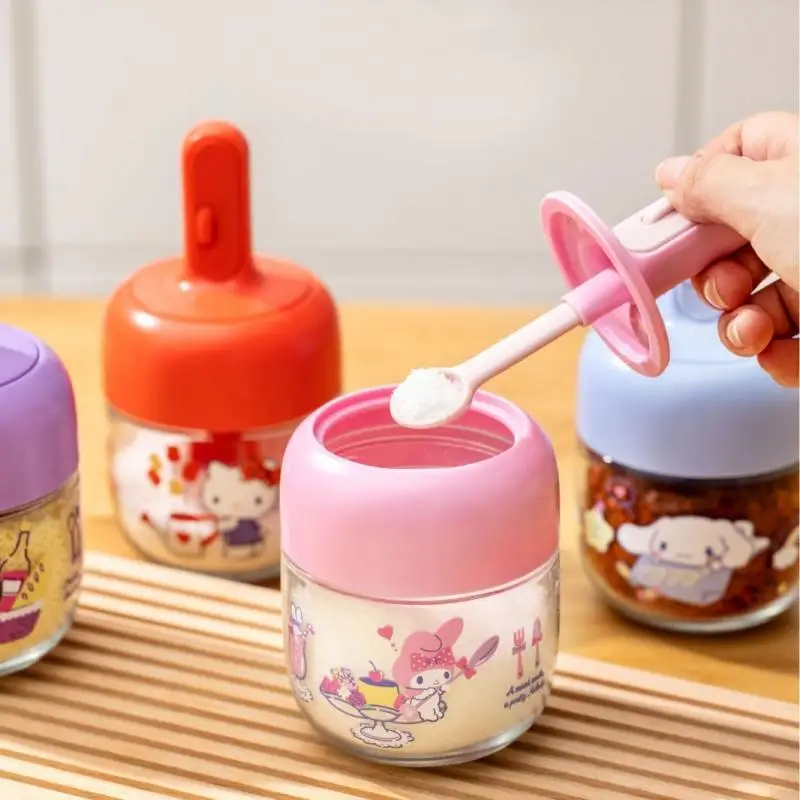 Sanrio Hello Kitty Kruiden Fles Kuromi Mijn Melodie Cinnamoroll Kawaii Grote Capaciteit Keuken Rollende Telescopische Kruiderij Pot