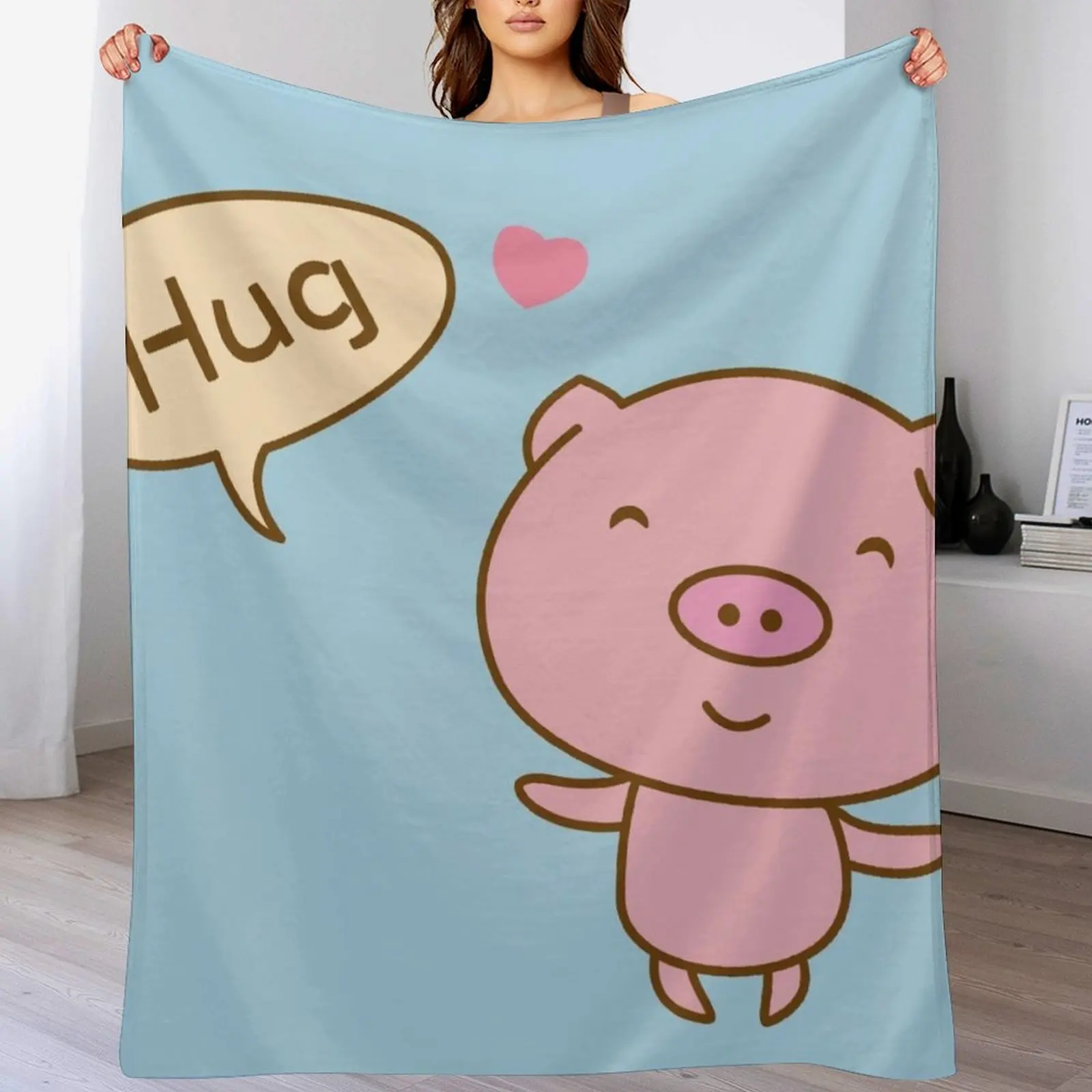 Cute Piggy Hug Throw Blanket Thermal Soft Beds Weighted Blankets