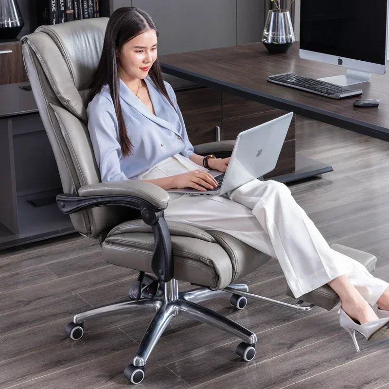 Office chair Comfortable sedentary leather seat Computer chair Household backrest swivel chair