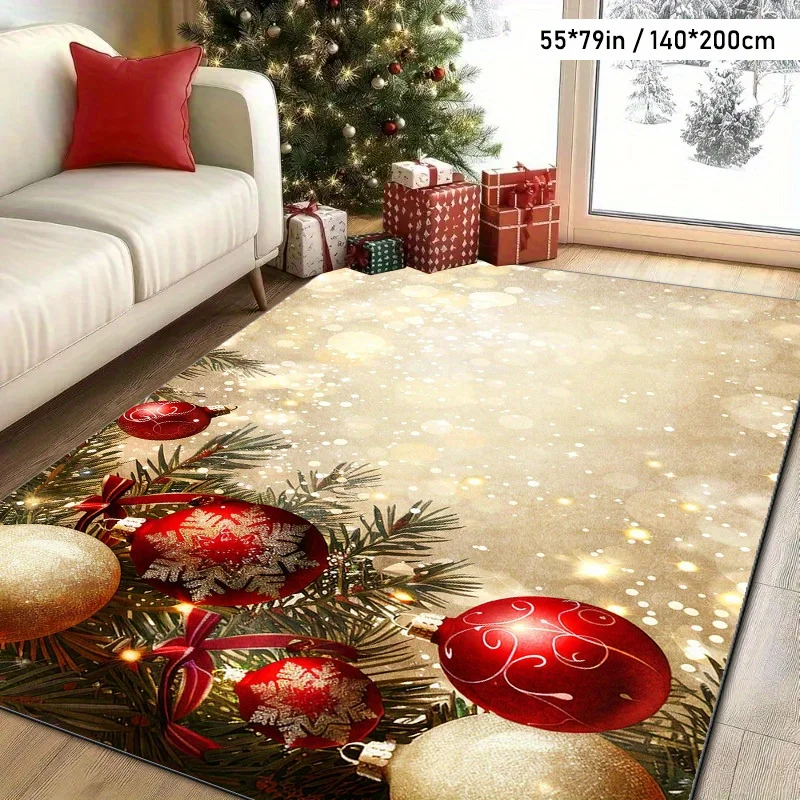 1pc Modern Christmas Pine Pattern Rug, Indoor Use, for Living Room, Dining Room, Bedroom, Office, Home Decor