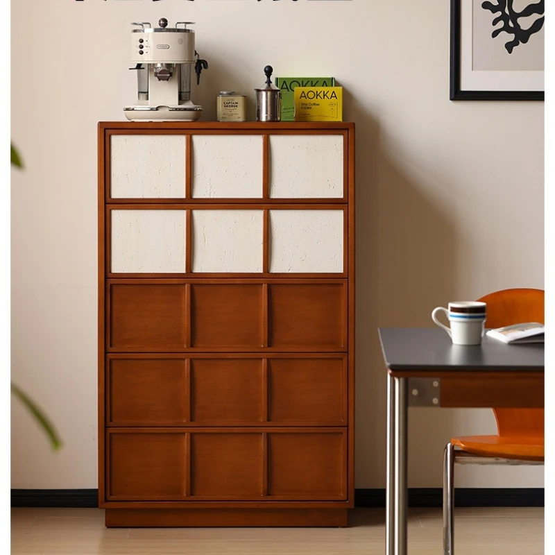 

Medieval solid wood chest of drawers household small apartment locker living room bedroom full floor storage cabinet