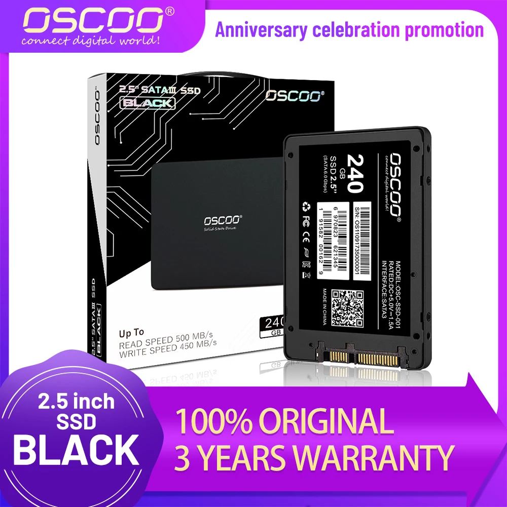 OSCOO  SSD Hard Drives 120GB 240GB Hard Disk High Speed Original 3D TLC Chips Disco Duro Solidos For Desktop Laptop