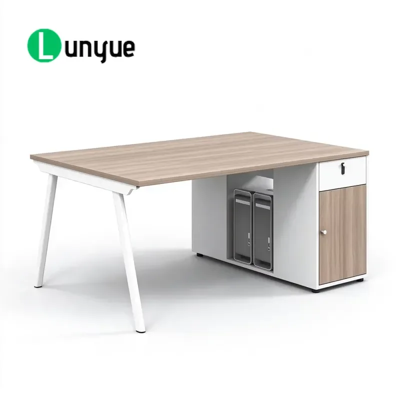 Modern Natural Wood Color Staff Cubicle Workstation Desk Simple Office Furniture Partition Desk for Employee Workspace