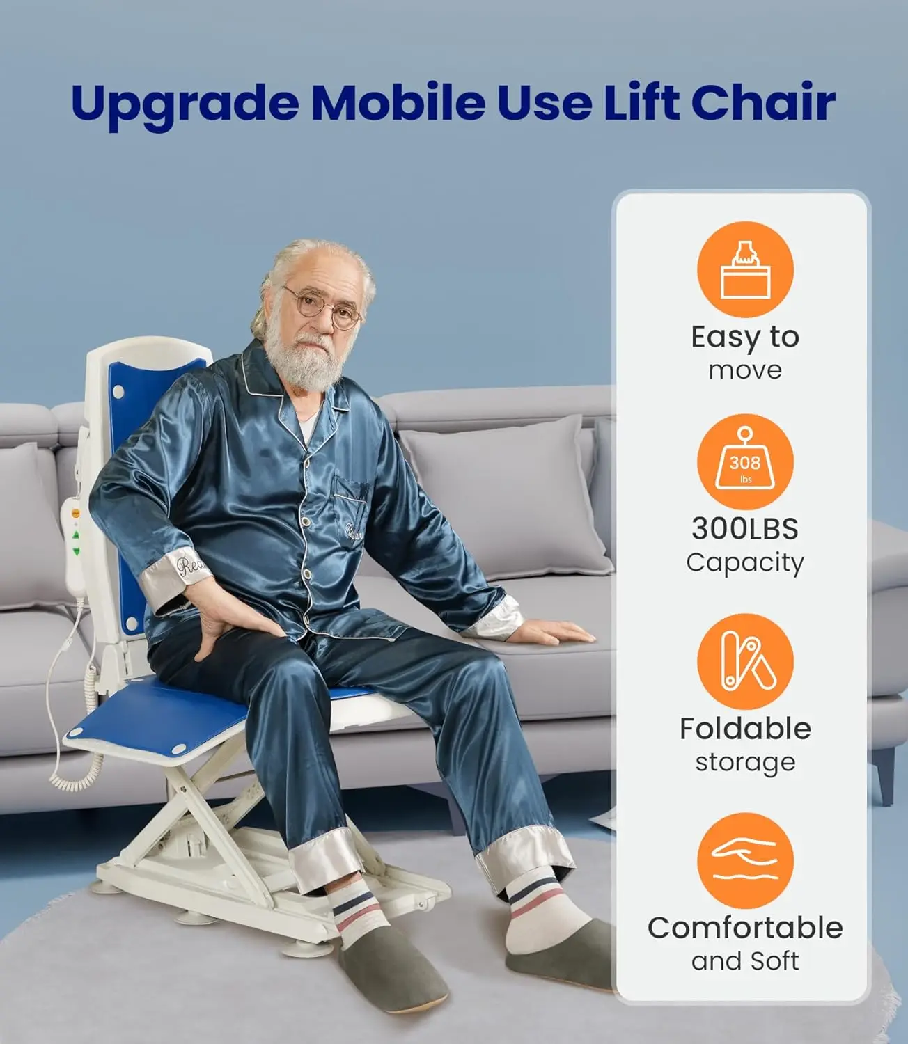 

Upgrade Electric Chair Lift with Wheels,Get Up from Floor,Portable Lift Assist Devices for Elderly,Includes 2 Types Suction Cups