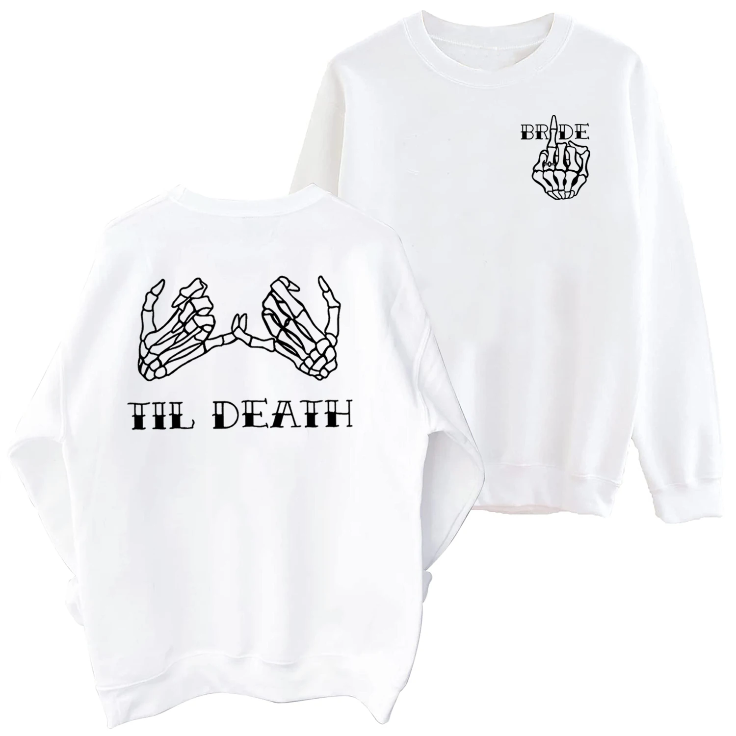 

Til Death Bride Crewneck Hoodie Bride Gift Engagement Sweatshirt for Woman Halloween Wedding Oversized Pullover Tops