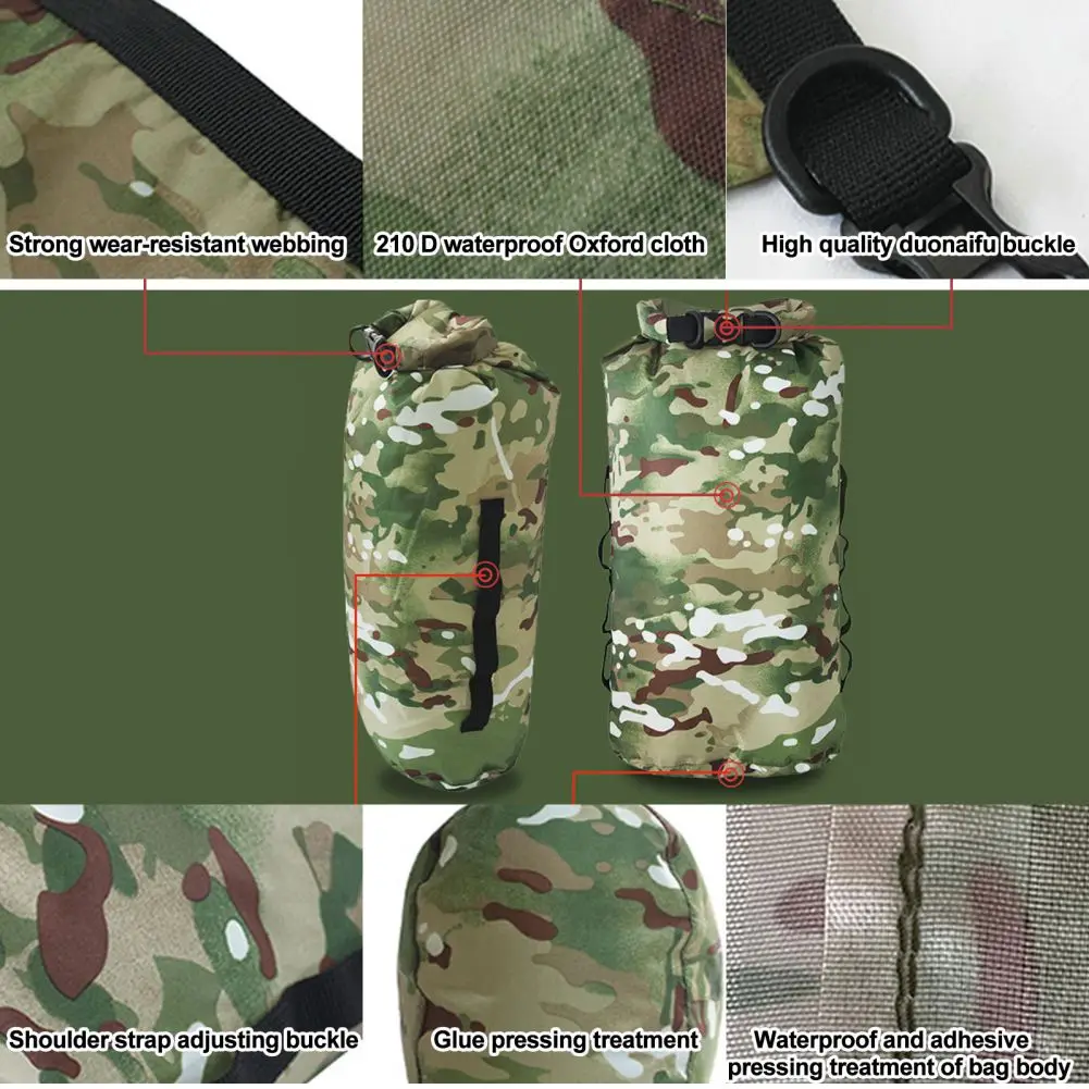 Rafting Dry Bag Camouflage Waterproof Backpack Swimming Kayaking River Canoeing Boating Water Dry Bag 3L 5L 10L 20L 35L