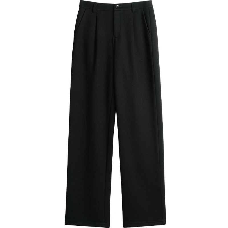 OLrain Women's Black Straight Leg Pants 2025 Autumn Zipper Front Design Office Commuter Comfort Fit Female Trousers O57QK001610