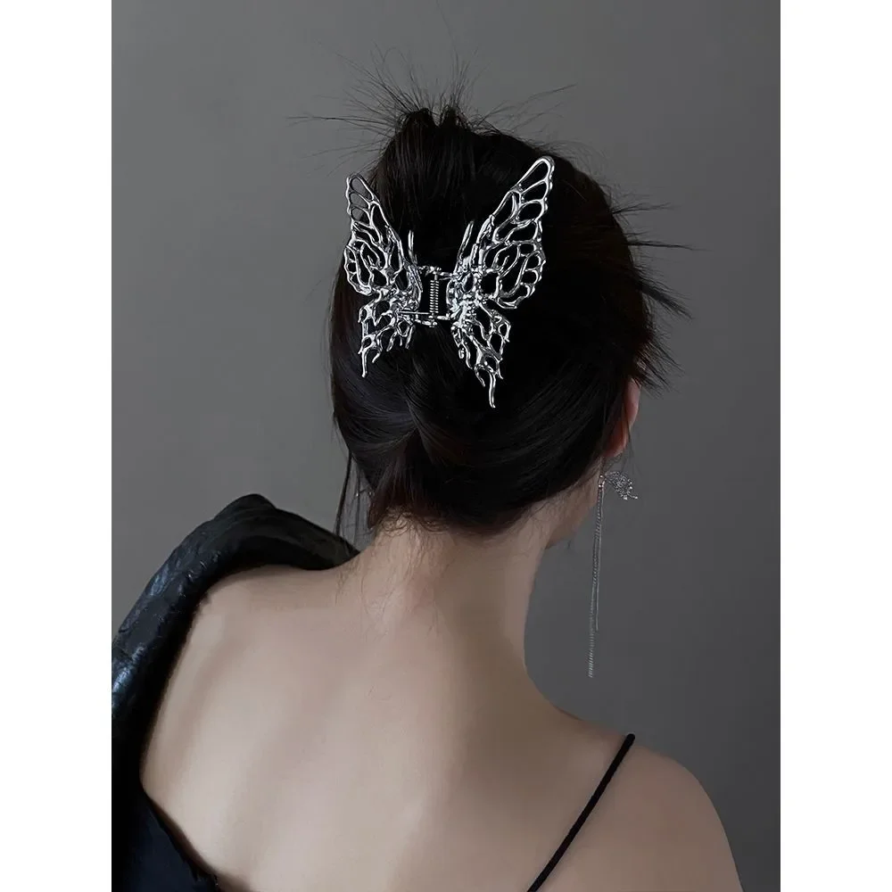 Metal Liquid Butterfly Hair Clip Women's New Style Back of The Head Disc Hair Large Shark Clip Hair Accessory Gentle and Elegant