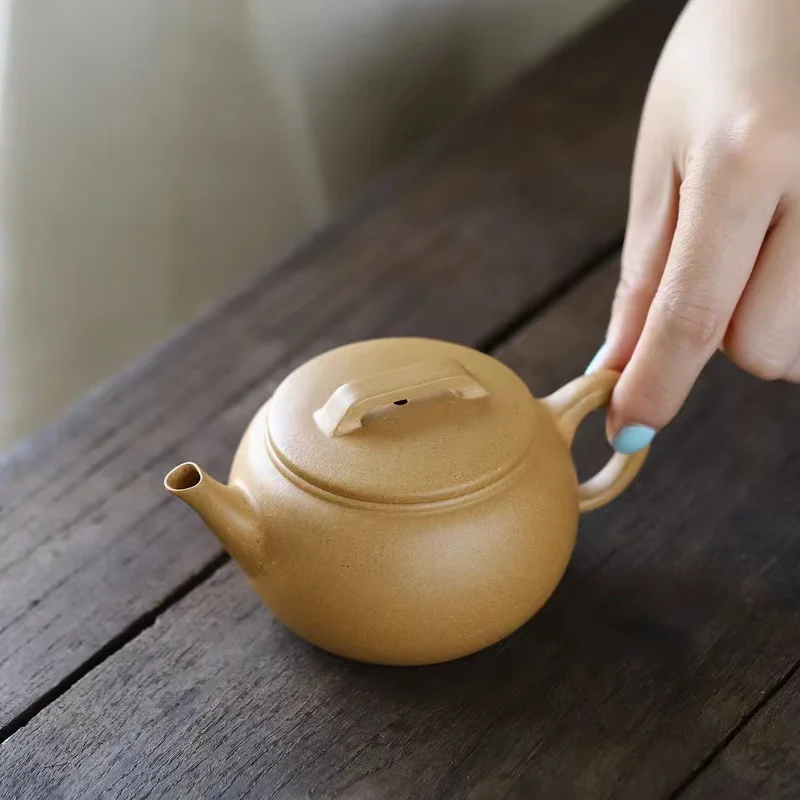 130cc Small Chaoshan Gongfu Tea Pot Handmade Golden DuanNi Yixing Zisha Clay Yuwa Teapot