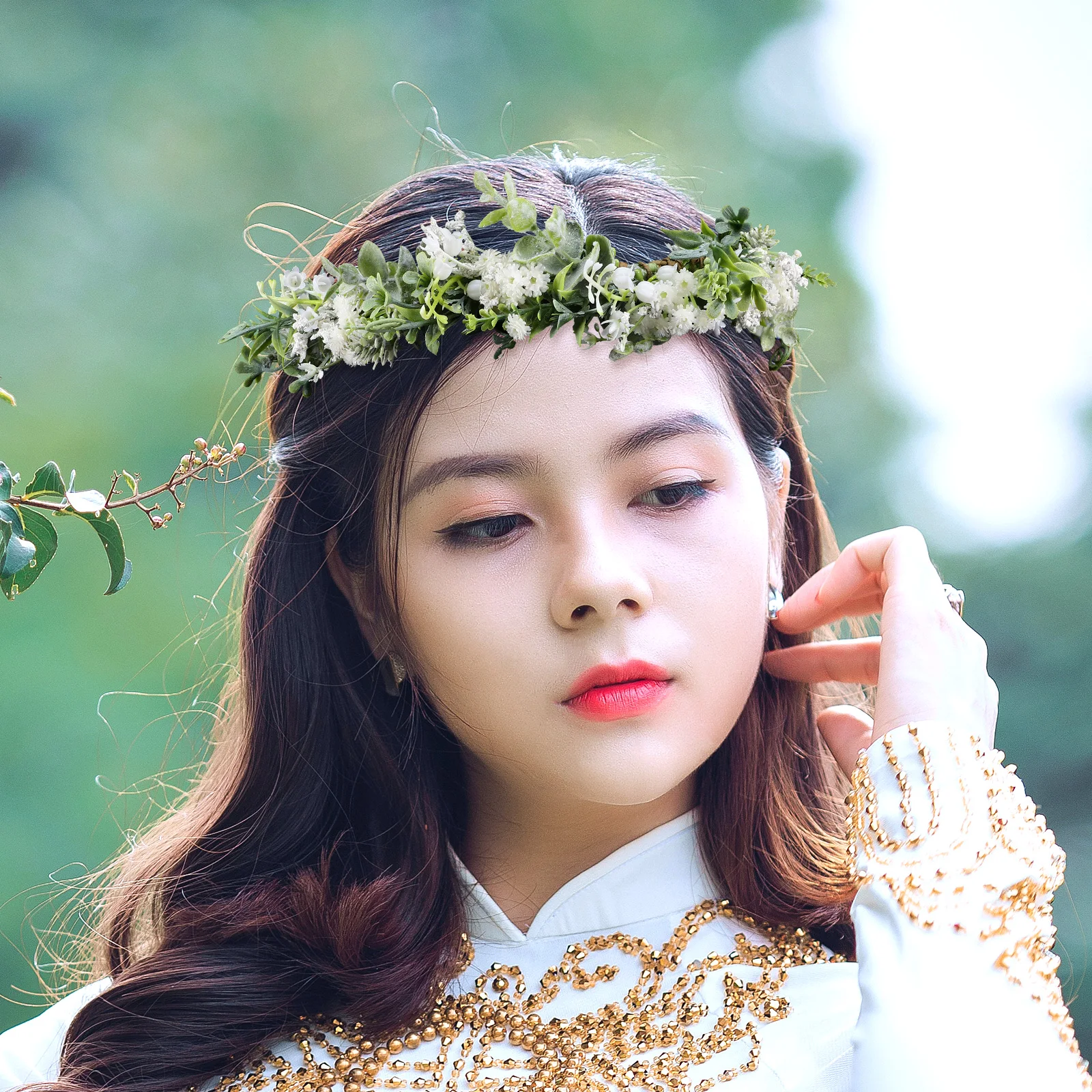 

Leaf Garland Headdress Fake Flowers Hair Accessories Women Wedding Bands Floral Crown Simulation Crowns Bridal Party Photo Props