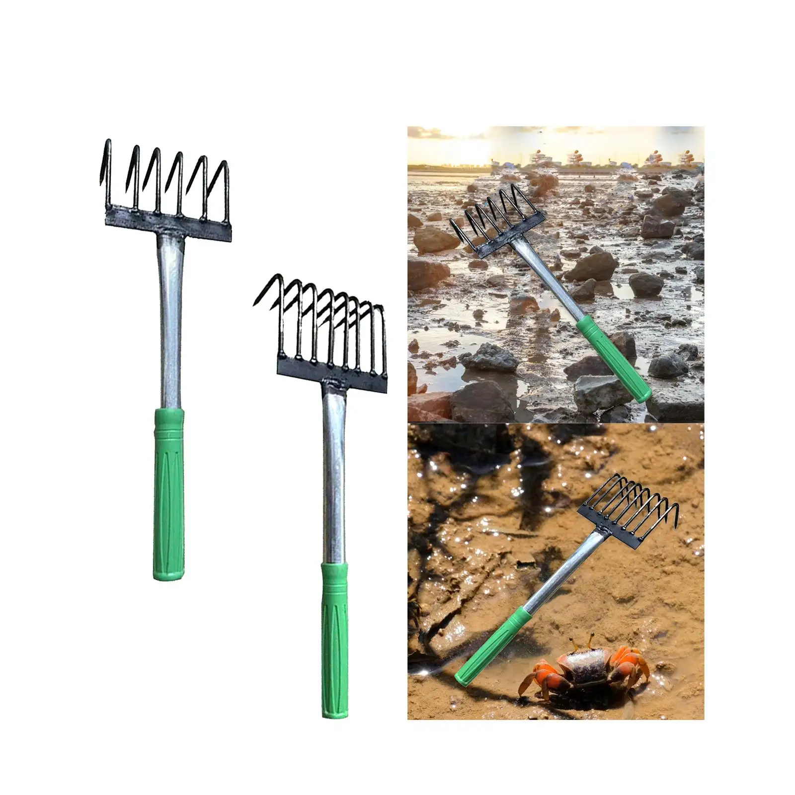 Rastrillo de mano para jardín, herramienta de jardinería, rastrillo pequeño de acero inoxidable resistente para hojas