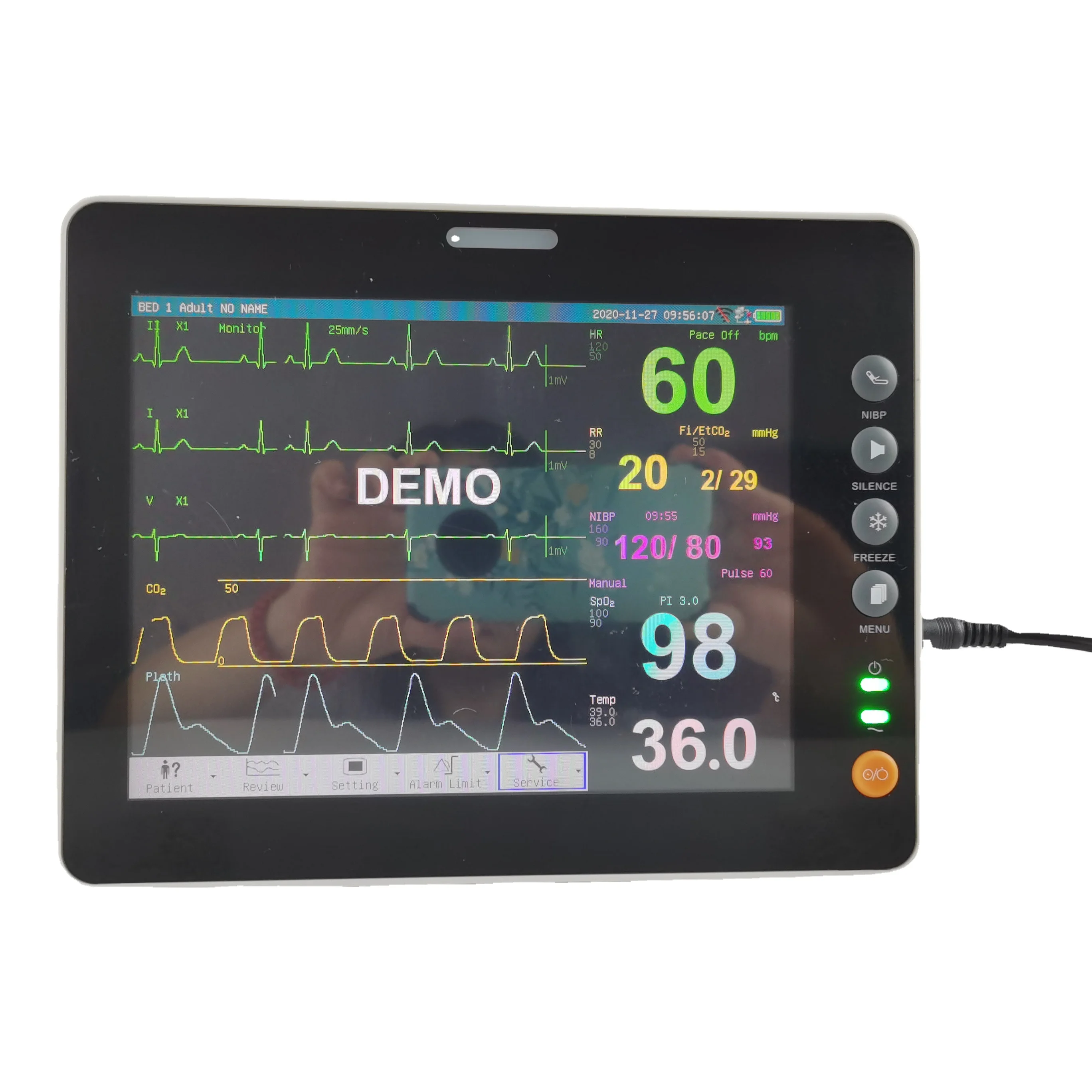 

Vet 8inch Veterinary Patient Monitor SpO2 Pr NIBP ECG Temp 6-Parameters Multiparameter ICU Machine for Animal Use