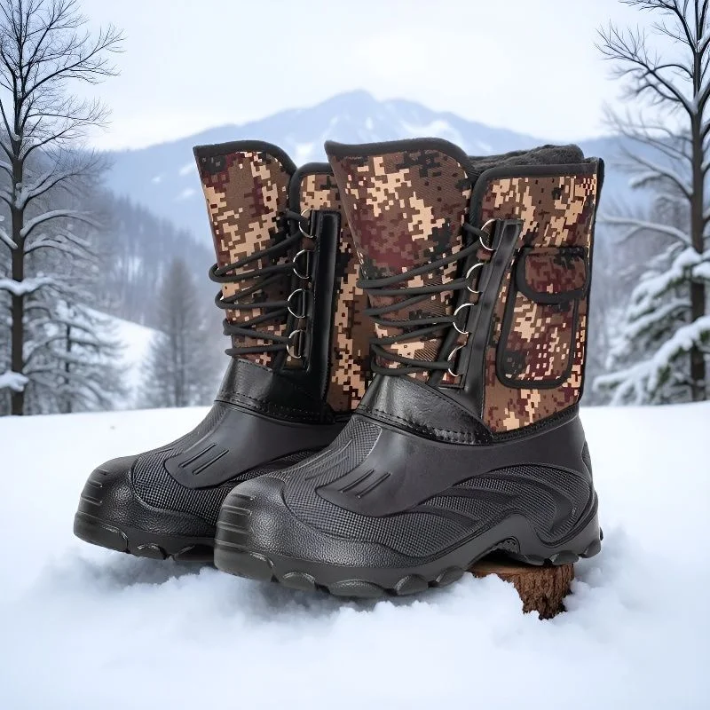 Sepatu bot salju musim dingin pria sepatu memancing luar ruangan sepatu hiking salju gaya baru sepatu jalan kaki luar ruangan pria sepatu memancing sepatu bot pria