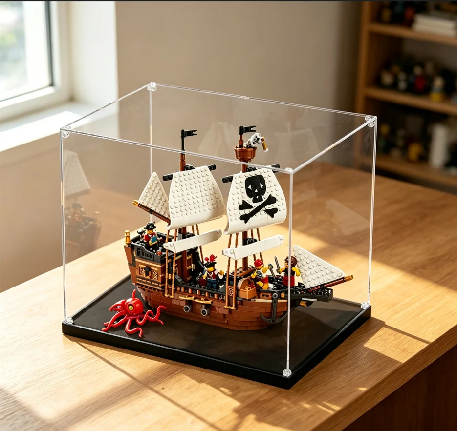 Suitable for Lego 31387 Pirate Ship Display CaseCreator Model 31387 Premium Clear Acrylic Dust Display Case(Blocks Not Included)