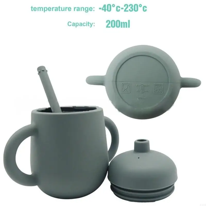 

Baby Infants Feeding Straw Bottle Toddler Learning Drinking Silicone Sippy Cup P31B