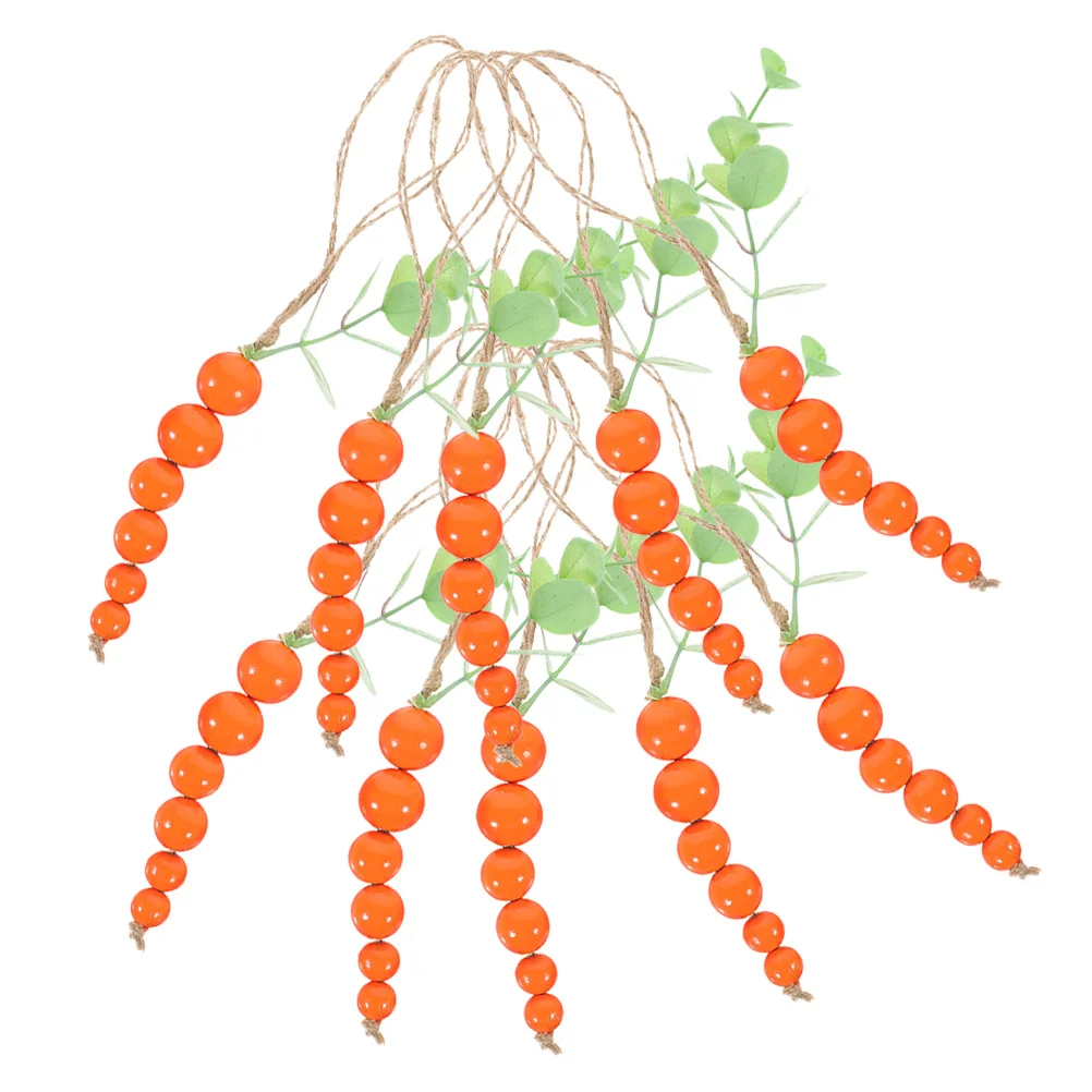 

10Pcs Carrot Wood Beads Garland Rustic Hanging Decoration Easter Farmhouse Decor Table Tray Ornaments Wooden Bead Carrots