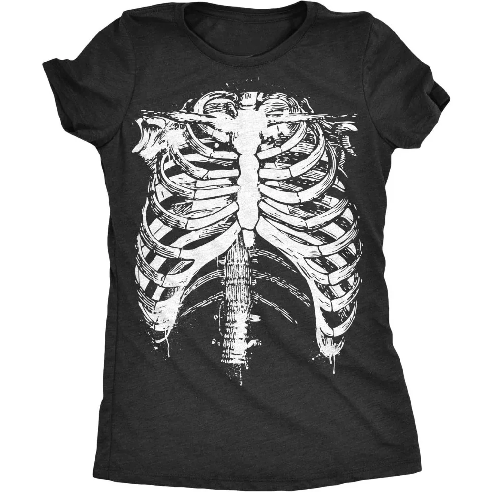 Womens Splattered Rib Cage T Shirt Cool Skeleton Halloween Costume Tee for Ladies Streetwear Women Tops Graphic T Shirts Y2K Top