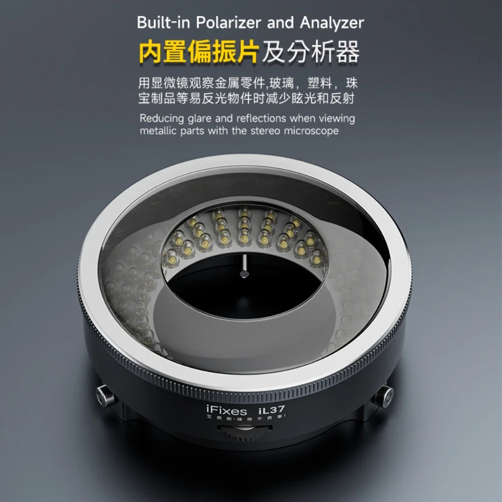 IFixes IL37 Microscope Polarized LED Ring Light Lamp Anti Glare Illuminators Source Eliminating Reflections