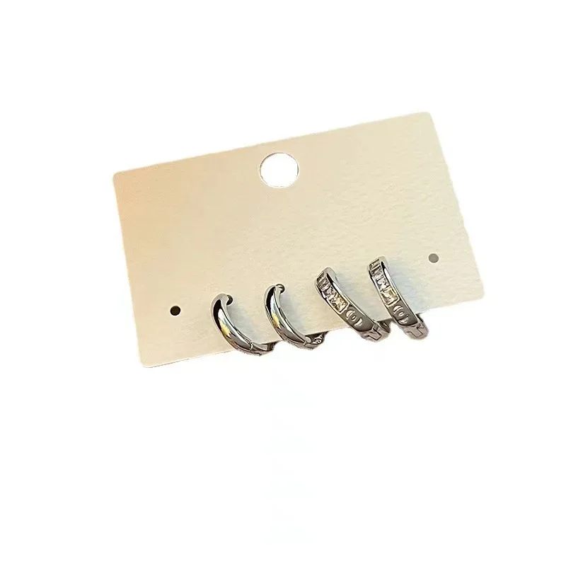 4 قطعة/المجموعة الفولاذ المقاوم للصدأ الجمالية الزركون كريستال هوب أقراط للنساء Egirl جديد Y2K كول ارتداء اليومي مجوهرات اكسسوارات #6