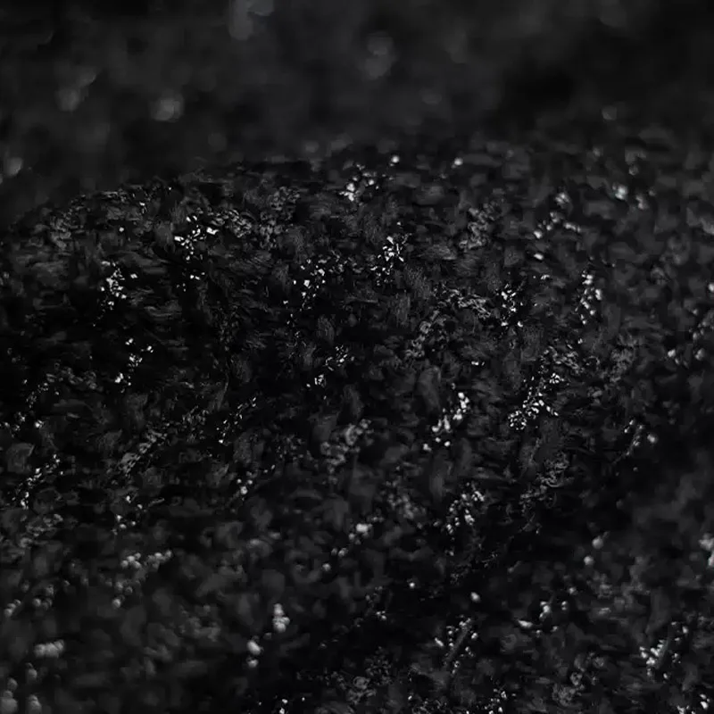 

Black Color With Bright Wire Yarn-Dyed Braided Tweed Fabric For Women Jacket Dress Suits Coat DIY Cloth Sewing Material
