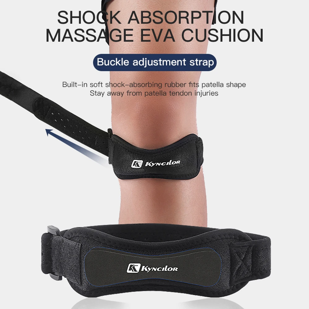 1pc Adjustable Patella Knee Tendon Strap Kneepad Support Professional Protector Pad Black Keenpads Belted Sports Knee Brace