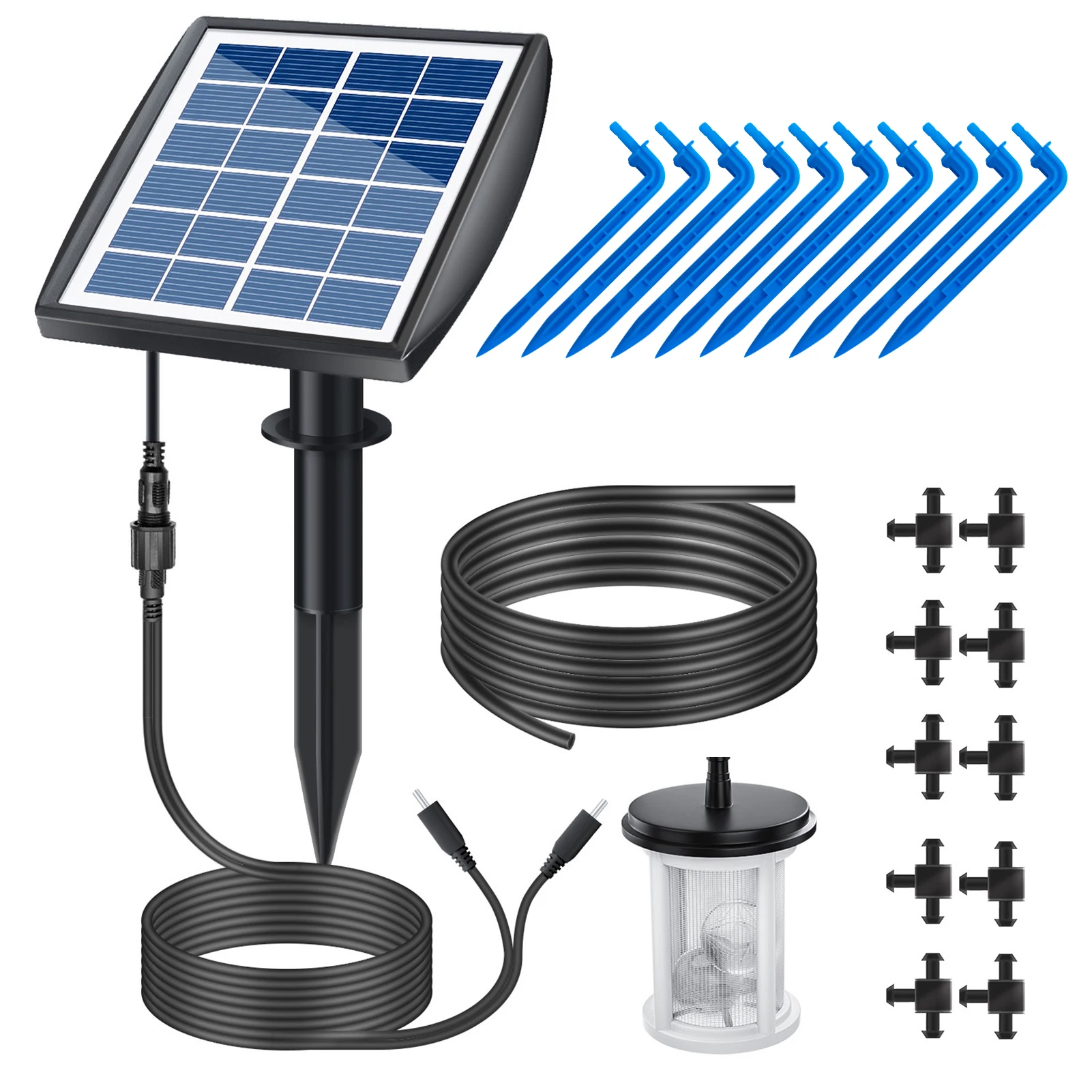 Solar Irrigation Watering System Solar Automatic Drip Irrigation Kit Self Watering Devices with Water Sensor Timer for Plants