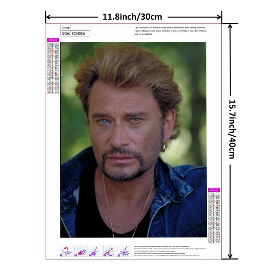 Johnny Hallyday nouveauté Pittura diamante 5D fai da te diamante ricamo punto croce kit cristallo set rotondi completi decorazioni per la casa