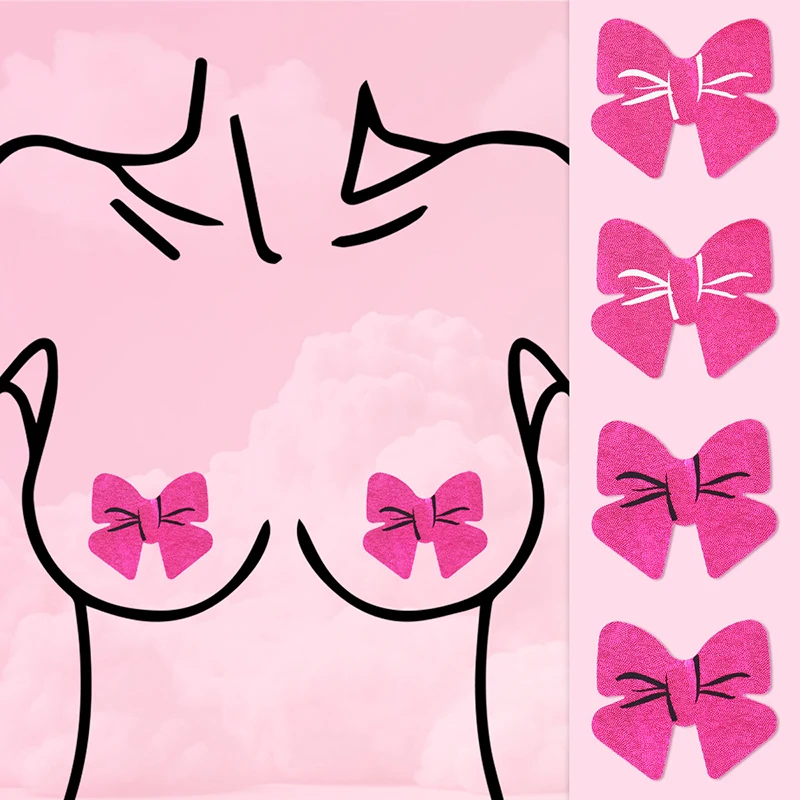 

Kawaii Pink Bowknot Style Nipple Covers Disposable Invisible Breathable Pasties Satin Bra Stickers Women Underwear Accessories