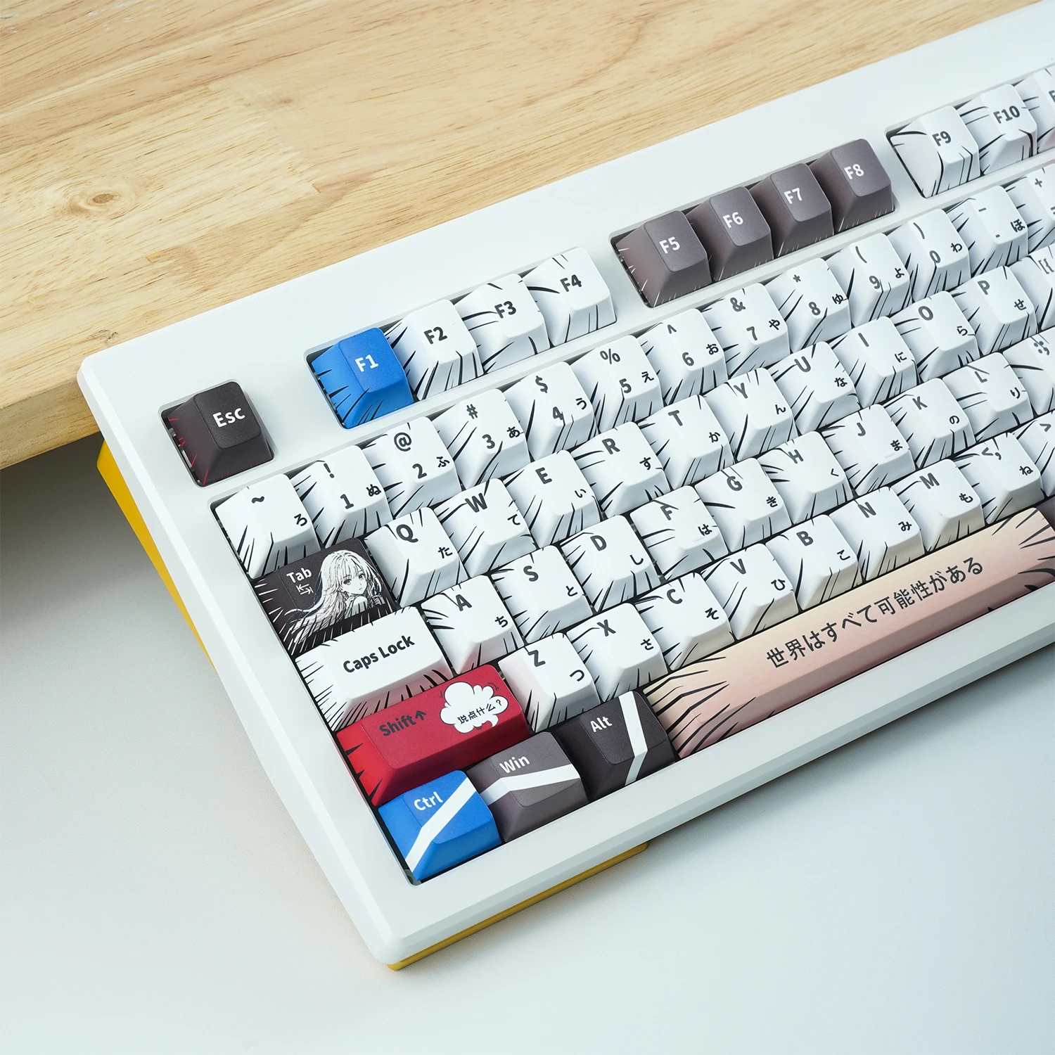 NPKC Tastenkappen im Manga-Stil, japanisches PBT-Tastenkappen-Set, Kirschprofil-Tastenkappen für MX Switch, mechanische Tastaturkappen, Original-Tastenkappe