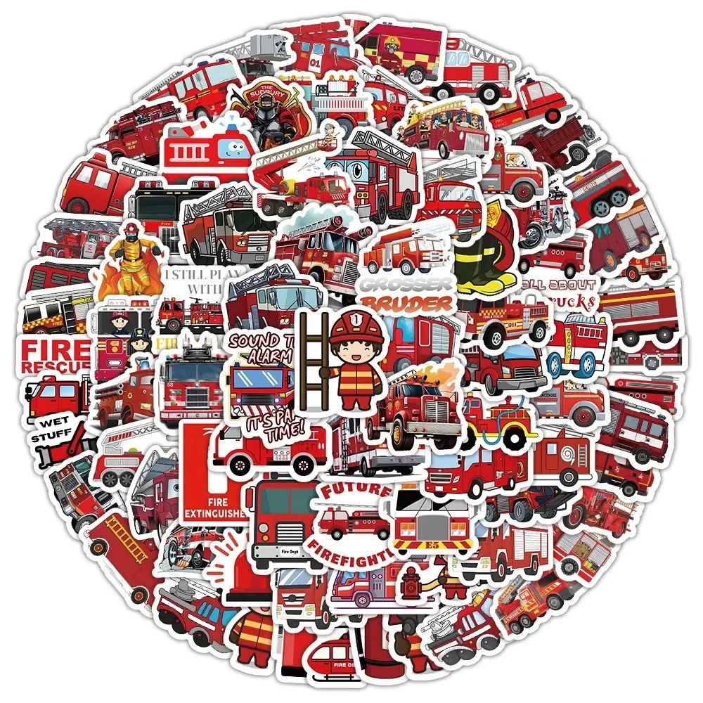 103 Pcs Fire Truck Sticker Set - Cool Vehicle Decals for Kids' Notebook, Lunch Box & Water Bottle Decor AnimeWorlds Store