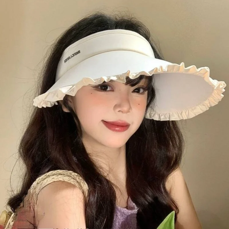 Summer Sun Proof Cap Outdoor Cycling Sun Hat Lady Big Brim Uv Proof Sunshade Hat Empty Cap Ponytail Hat Collapsible Hat