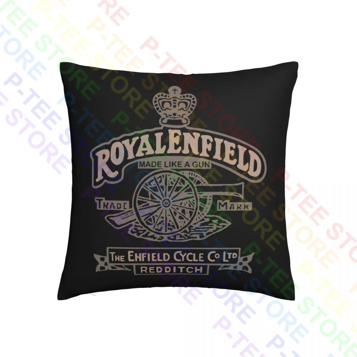 Square Vintage Biker Royal Enfield Motorcycle Made Like A Gun Throw Pillow Cover Pillowcase Healthy