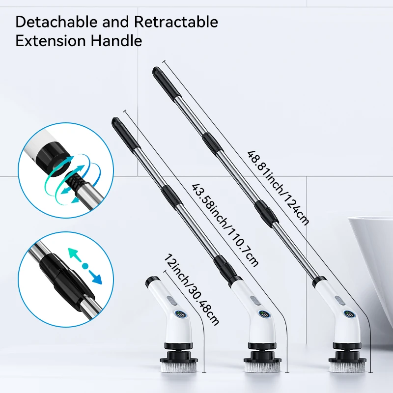 Scrubber elettrico 7 in 1 spazzola elettrica per la pulizia di grande potenza con 2 velocità regolabili spazzola per la pulizia della doccia per il