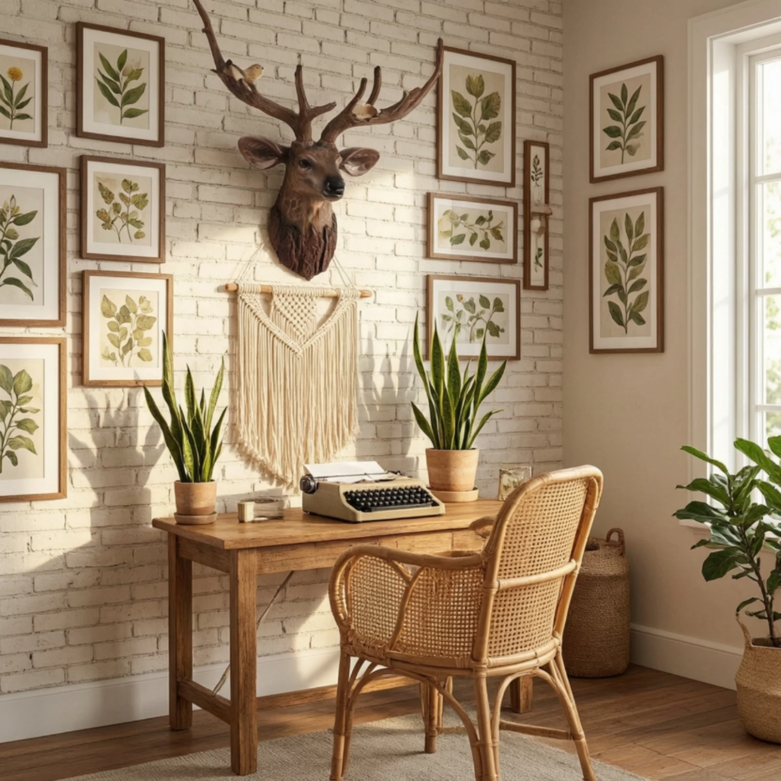 Deer Head with Antlers Farmhouse Deer Head Wall Sculpture Dimensional Decor Decorative for Living Room, Entryway